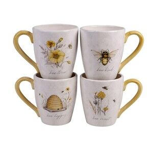 Certified International Bee Sweet 4-pc Mug Set Multi Color Kitchen Drinkware Tea